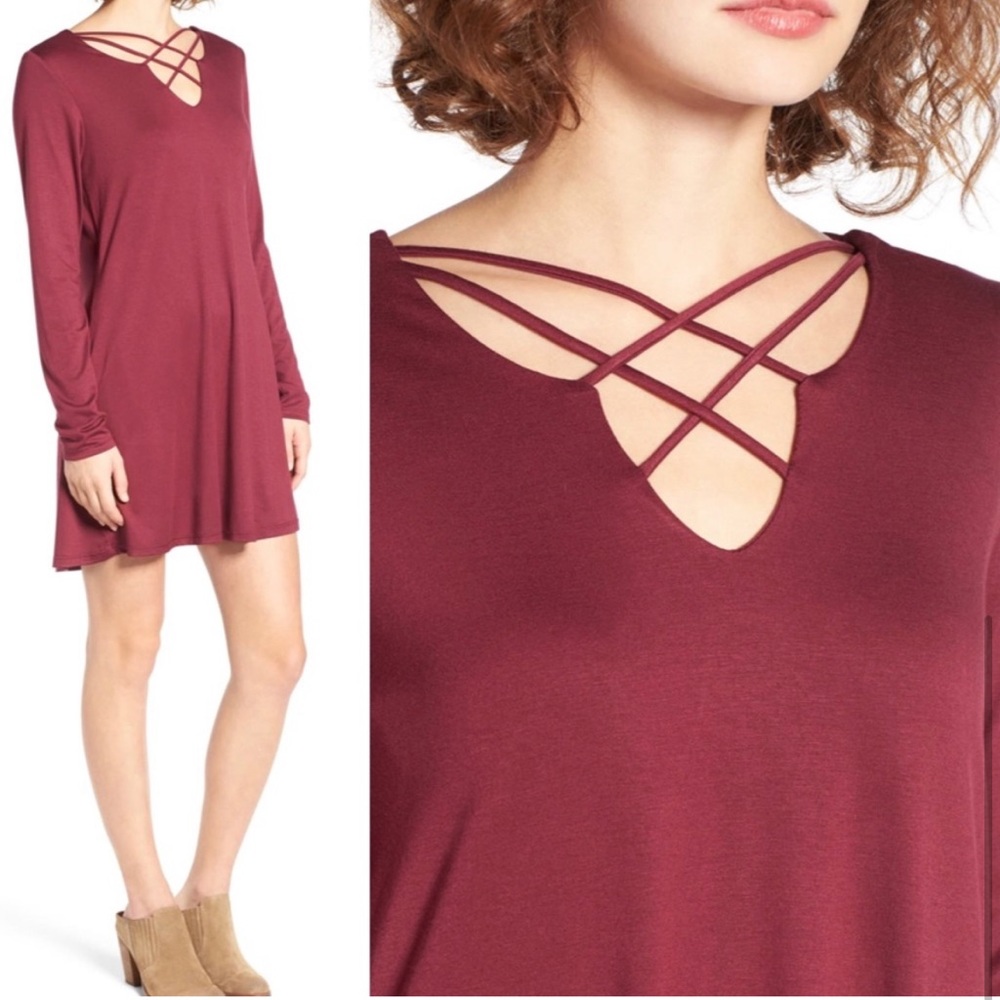 Nordstrom Socialite Cross Front Dress - Maroon